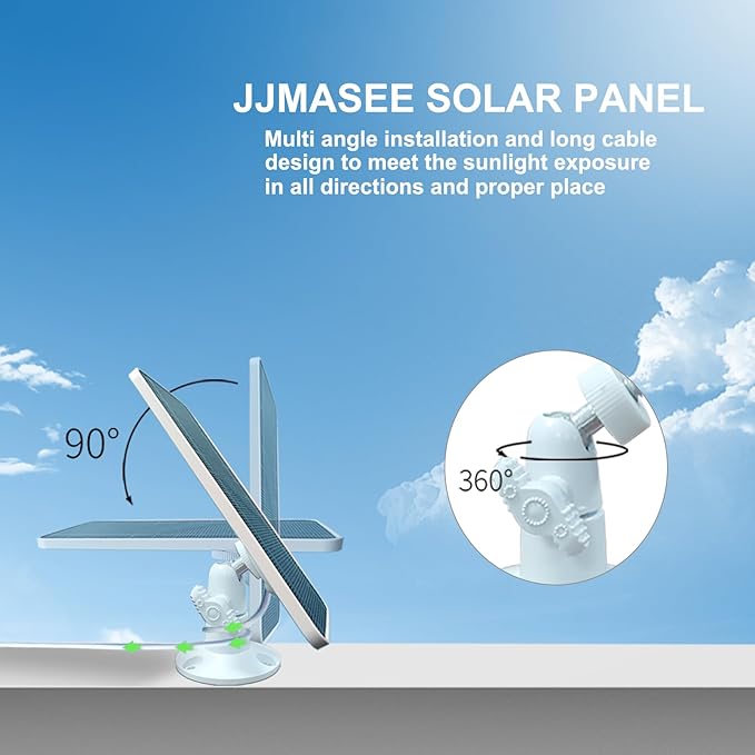 JJMASEE Solar Panel for Arlo Essential 2K/2K XL (2nd Gen/3rd Gen) and Essential/XL Spotlight Cam (1st Gen) with 13FT Waterproof Cable (IP 68) and 360° Adjustable Aluminum Alloy Mount (3 Pack)