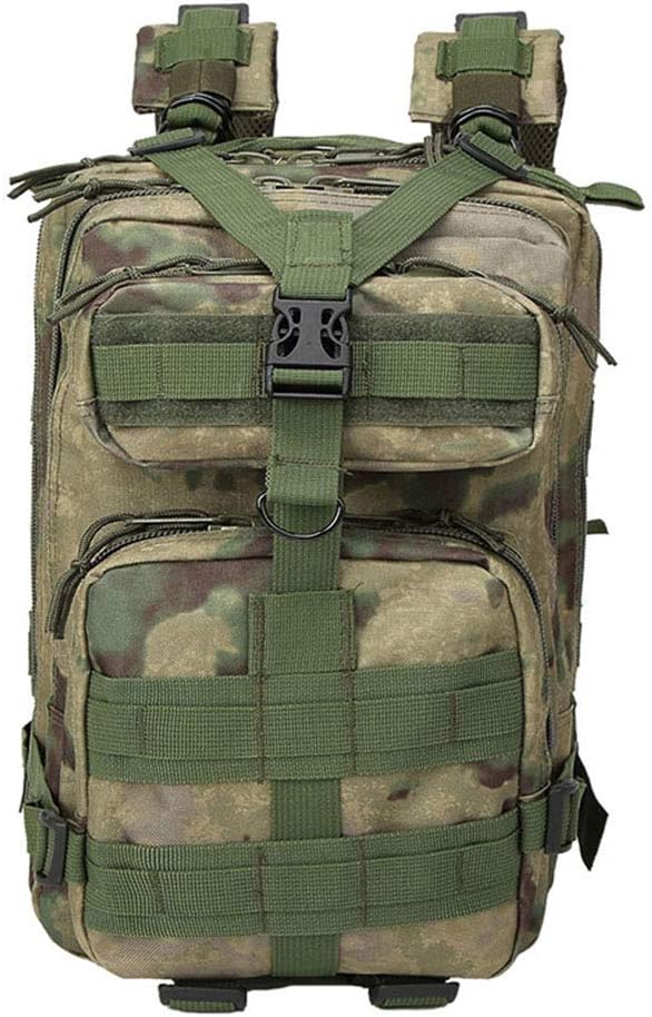 Outdoor Sports Pack Hiking Bag Tactical Rucksack Camo Knapsack Combat Camouflage Tactical Molle 25L 3P Backpack - A-TACS FG