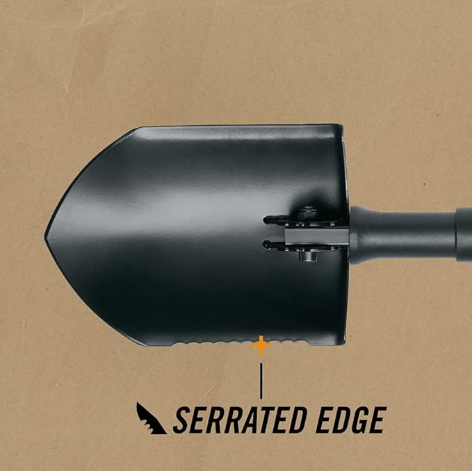 Gerber Gear Military Style Tactical Folding Spade E-Tool Heavy-Duty All Purpose Camping and Emergency Car Shovel with Serrated Edge Compact Survival Gear Black