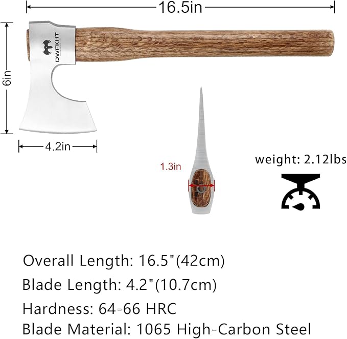16.5 Throwing Axe 3 Pack Throwing Axe Set with 1065 High Carbon Steel &amp Beech Wood Handle Perfect for Axe Throwing Games Competition and Recreation Ideal Gift for Men (Silver Gray)