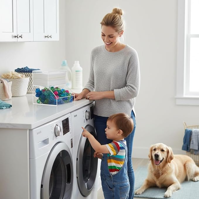 2-Compartment Acrylic Storage Container Laundry Pods and Dryer Sheet Dispenser Clear Dishwasher Pod Holder with Lid