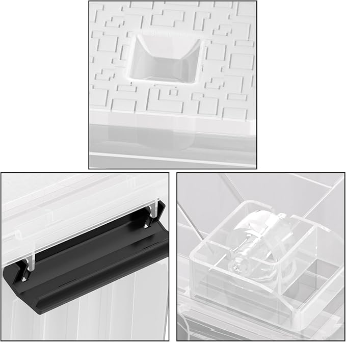 30 Quart 4 Pack Plastic Storage Bins with Latching Lids and Wheels Clear Latch Box Container