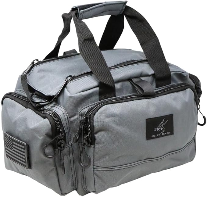 Exos Tactical Range Bag - Medium Size Range Bag for Shooting - Gun Case for Handguns Ammo Storage Tactical Backpack Molle Webbing Free Subdued USA Patch