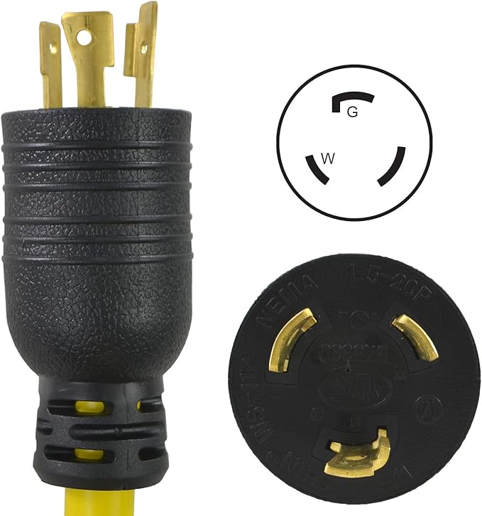Conntek 3-Feet Generator Y Adapter 20-Amp Locking L5-20P to (2) L5-20R 20-Amp Locking Female Connector