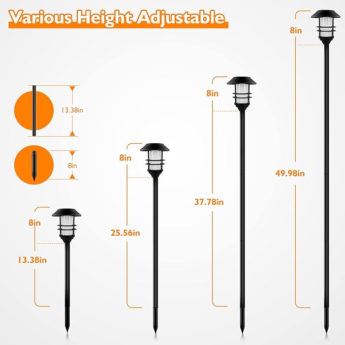 ZOOHAR Outdoor Light Pole Extension Kit - 55/4.6FT Stainless Steel with ABS Stakes for Enhancing Garden Lights and Torches Garden Patio Parties Wedding1.2in Diameter (2 Sets 10 pcs)