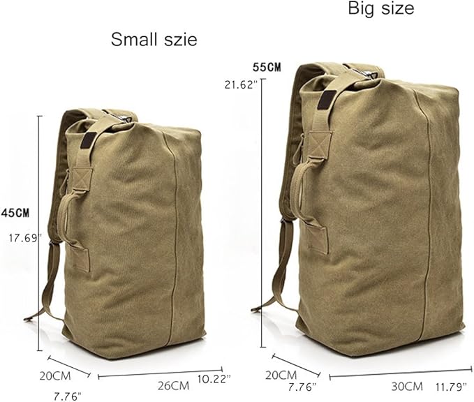 Military Duffel Bag Top Load Double Strap Canvas Backpack Army Travel