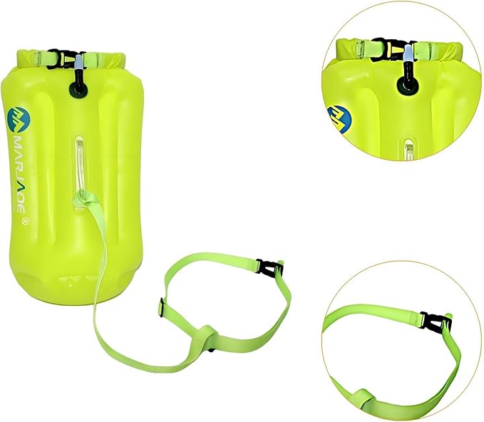 Swim Buoy 20L Sturdy Portable Roll Top PVC Waterproof Storage Bag for Rafting Canoeing Surfing Beach Hiking Yellow