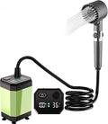Portable Shower for Camping 6000/12000mAh Rechargeable Camping Shower with Intelligent Digital Display Camping Shower Pump with Power Display for Hiking Travel Car Pet Green6000mAh