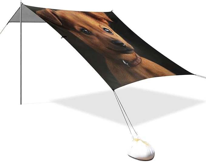 ALAZA Puppy Dog on Dark Beach Tent Sun Shelter Portable Canopy Sunshade for Outdoor Camping Picnics Backyard Fun 10x9 ft