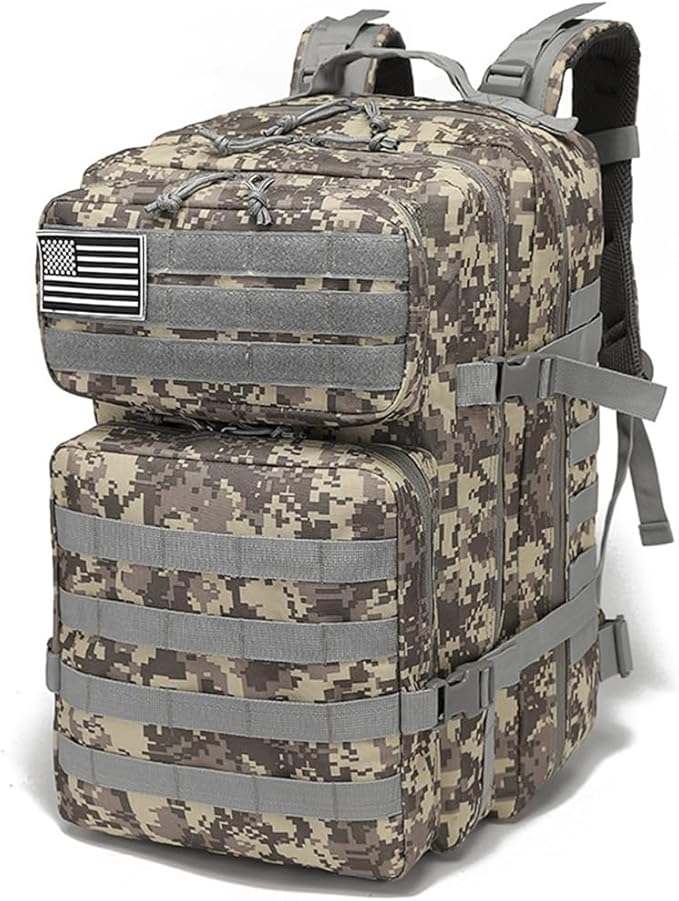 45L Military Tactical Backpacks Molle Army Assault Pack 3 Day Bug Out Bag Hiking Treeking Rucksack (ACU)
