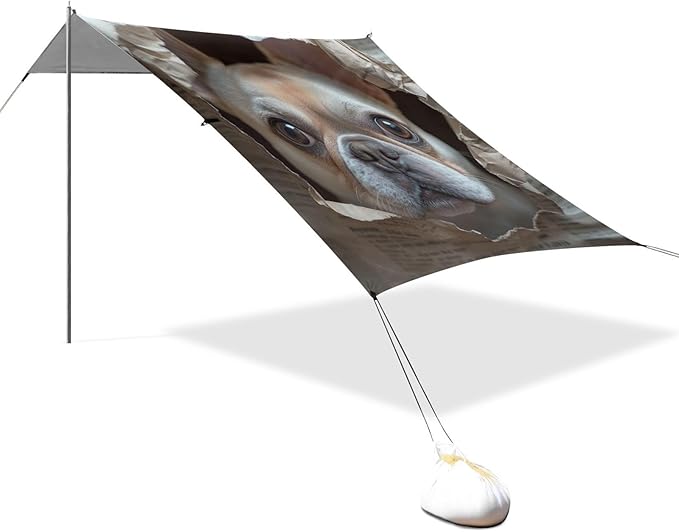 ALAZA French Bulldog Sticking Its Head Through A Hole Beach Tent Sun Shelter Portable Canopy Sunshade for Outdoor Camping Picnics Backyard Fun 10x9 ft