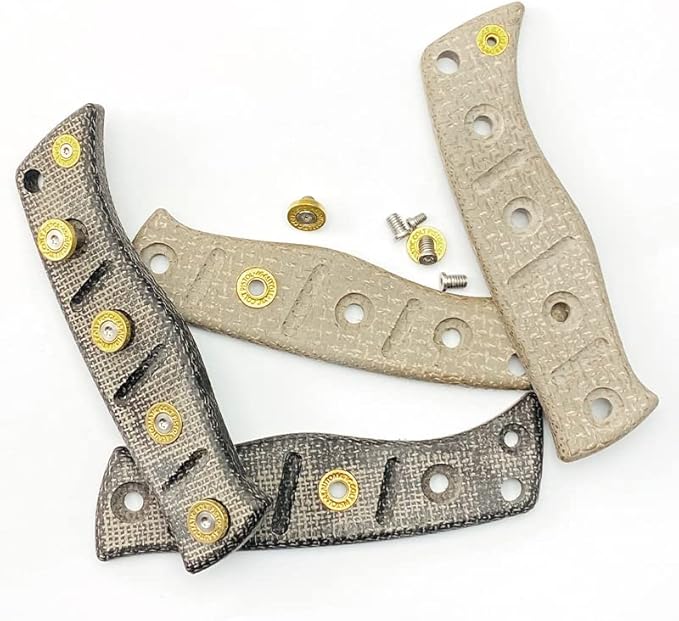 1 Pair Custom Micarta Scale with 5 Sets Screws Fit for 375 Fixed Adamas CNC Handle Patch DIY Accessory(Black)