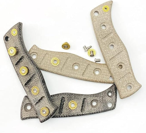 1 Pair Custom Micarta Scale Handle with 5 Sets Screws Fit for 375 Fixed Adamas CNC Handle Patch DIY Accessory(Black)