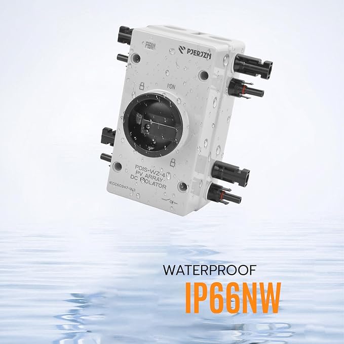 Solar Panel Disconnect Switch 4P 32A 1000VDC Isolator Switch PV System IP66 Waterproof - Ideal for Solar Power Outdoor Isolation Cut Off for Photovoltaic System Repair Replace(1000V 32Amps)