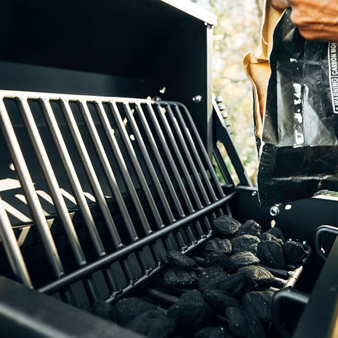 Ash &amp Ember Park-Style Grill/Smoker 260 Sq In Charcoal Grill with Cover 17.5x11.5 Grate Side Shelf for Food Prep Single Post Permanent Park-Style Grill for Outdoor Backyard BBQ