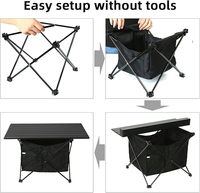 ROCK CLOUD Portable Camping Table Ultralight Aluminum Camp Table with Storage Bag Folding Beach Table for Camping Hiking Backpacking Outdoor Picnic Size L