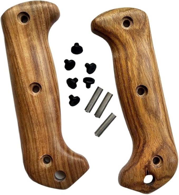 1Pair Wood Scales Replacement with 3 Sets Screws Fit for BK2 and BK9