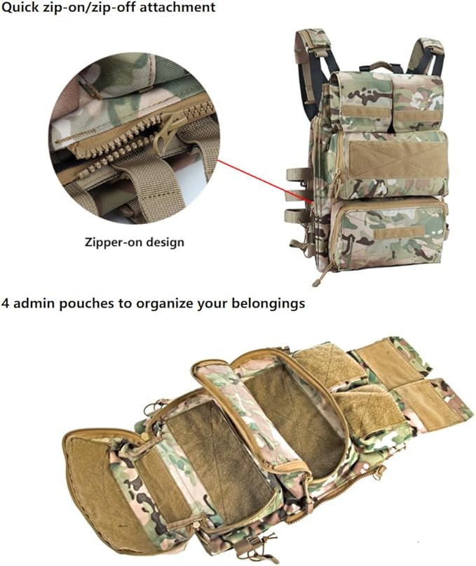 ACEXIER Tactical Zip-on Panel Zipper-on Pouch Hunting Bag Airsoft Molle Plate Carrier for A.VS-JPC 2.0 Vest