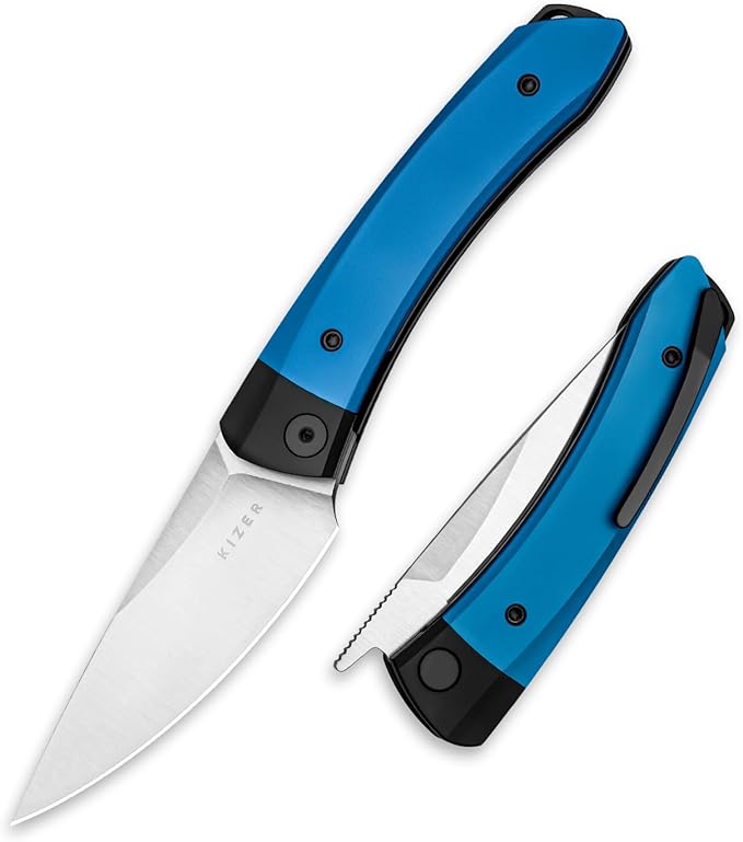 Kizer Mini Momo EDC Pocket Knife 3.2” 154CM Blade Pocket Folding Knife with Aluminum Handle Front Flipper EDC knife with Pocket Clip for Men Women Camping Hunting Survival Knives V3663C1 (154CM Bla
