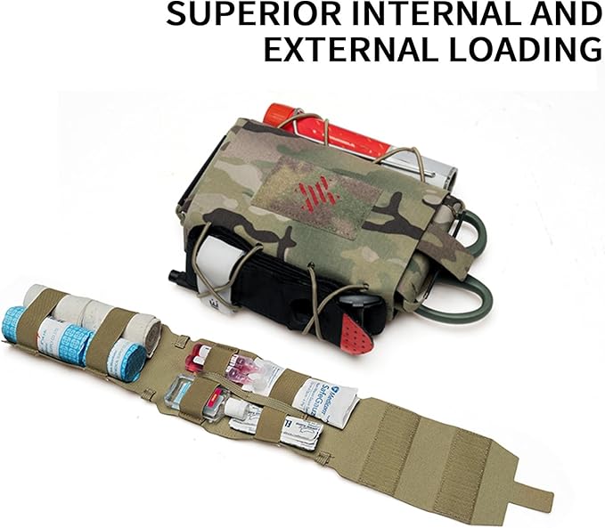 Tactical Medical Bag IFAK Pouch MOLLE First Aid Bag - Horizontal Two-Piece Quick Release Design for Belts Backpacks(OD)