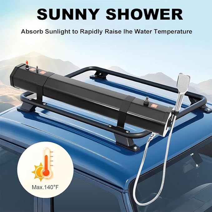 Pressurized Water Tank for Camping ShowerPortable Camping Showerhead Handheld with Storage Bag Roof Rack Shower for Hiking Car wash Pet Cleaning Beach Vacations30L/7.93Gal