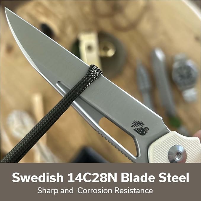 CIVIVI Guile Pocket Knife Folding Knife for EDC 3.25 Swedish 14C28N Blade G10 Handle with Reversible Deep-Carry Clip C24062B-3 (Ivory)