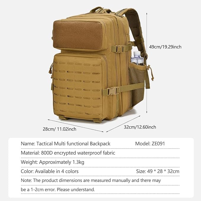 Military Tactical Backpack Army 3 Day Assault Pack Molle Bag Rucksack (Black CP)