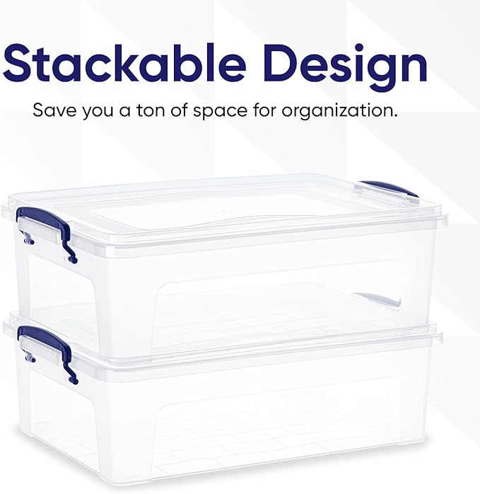 Superio Clear Storage Bins with Lids 22 Quart BPA Free Plastic Containers Transparent Boxes for Organizing Stackable Crates Organizer Totes for Home Office School and Dorm