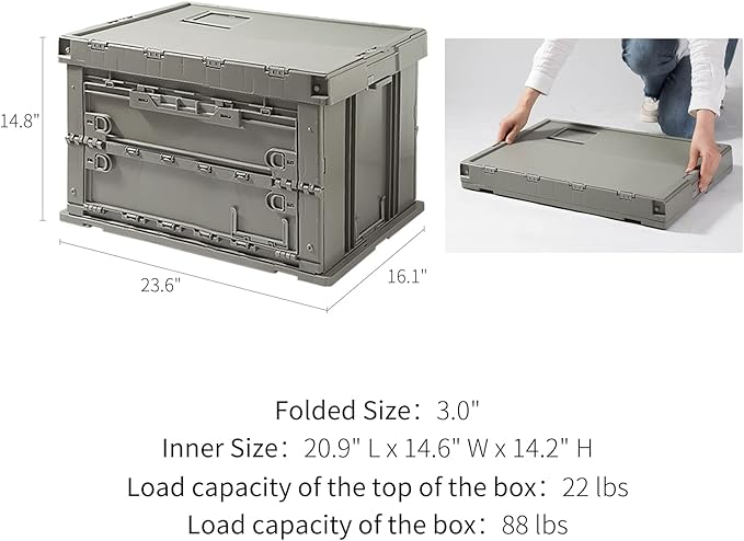SHIMOYAMA Camping Storage Box Foldable Storage Bin for Picnic Home and Office Organization Containers 75L Celadon Green