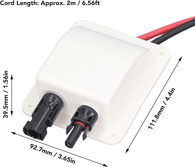 Walfront Solar Double Cable Entry Gland Pass Through Weatherproof Housing Plate Box with 2m 10AWG Extension Cord for Boats Yachts RV Roofs