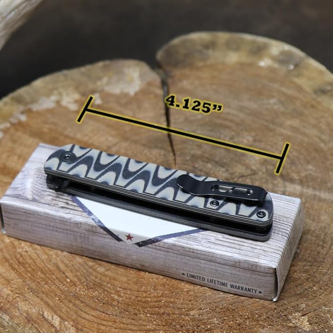 WHISKEY BENT HAT CO. Swift Assist Pocket Knife 7.45 Overall Length 440C Steel Blade (Brown Fang)