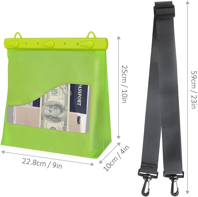PINHEN Waterproof Pvc Swimming Bag with Shoulder Strap for Beach Travel Combo Bag Scuba Snorkeling Diving Riving Trekking Storage Pouch Large Capacity Lightweight Bag (Green)