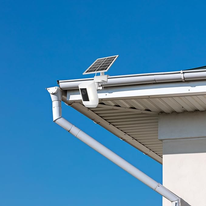 6W Solar Panel with Gutter Mount for Ring CamerasStick Up Cam Stick Up Cam Pro Outdoor Cam Plus Battery Spotlight Cam Plus/Pro with Waterproof Cable and USB-C to Barrel Plug Adapter (White)