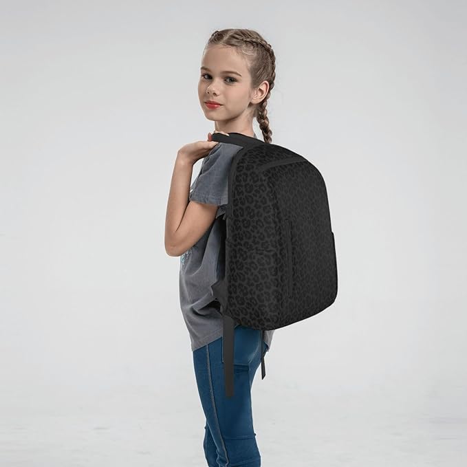 Dark Gray Black Leopard Cheetah Print Laptop Backpack Waterproof Book Bags Multipurpose Laptop Backpack for Hiking Camping College