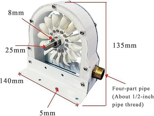 100-300W 1PC Hydraulic Generator High-Efficiency Pelton Turbine Portable Water Flow Generator Impact Water Runner Bucket Wheel DIY Hydroelectric Power Station(With pipe)