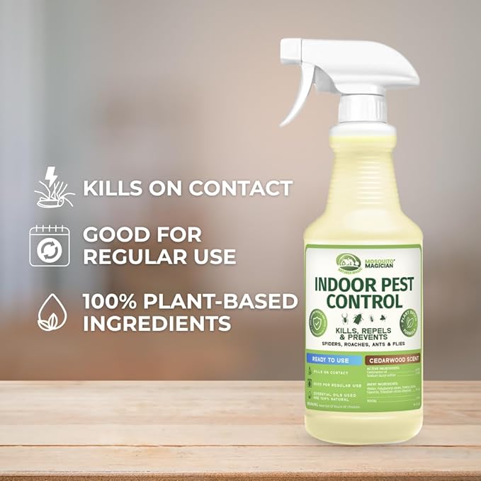 Mosquito Magician Indoor Pest Spray – Design for Indoor Use to Neutralize Spiders Roaches Ants &amp Flies with Plant-Sourced Essential Oils Efficient Ready to Use Home Pest Spray – Rosemary 16 OZ
