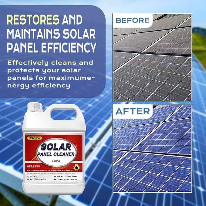 Solar Panel Cleaner Super Industrial Grade Concentrated Solar Panel Cleaning - Fast Dry Remove DirtDustDroppingsOilsFingerprintsWater Spots (3.8 KG)