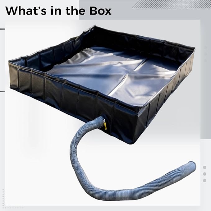 Square Water Pool for Camping 31.5 X 31.5 in Shower Base Outdoor Tent Water Collector Includes Detachable Drain Pipe System
