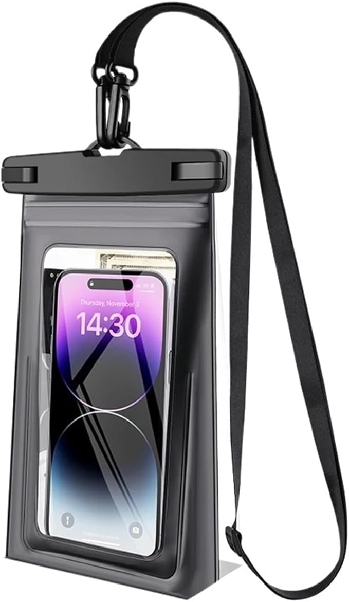Dry Bags IPX8 Waterproof Phone Pouch with Adjustable Lanyard Large Capacity Transparent for Swimming Hiking &amp Boating(Black-2PCS)