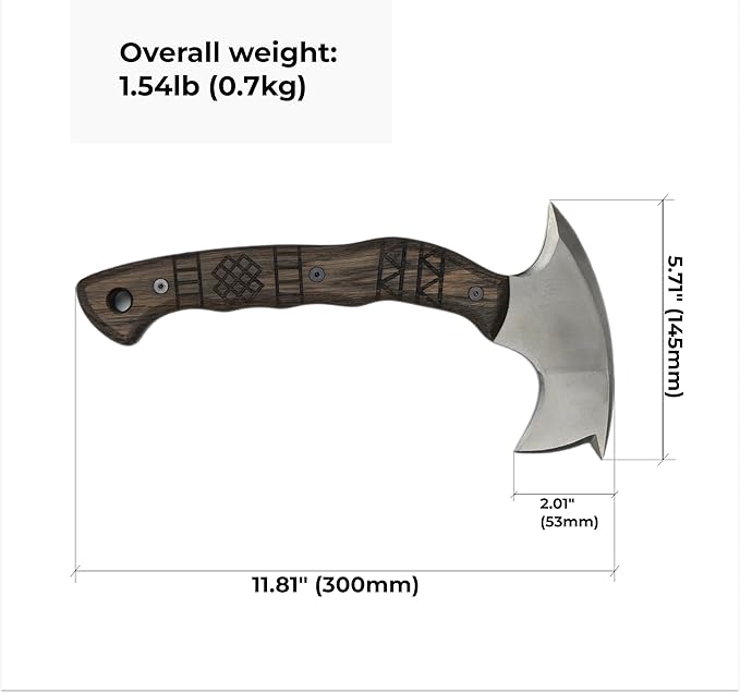Forged Tomahawk Handmade Camping Hatchet Bushcraft Axe Full Tang with Kydex Sheath Functional Tomahawk AncientSmithy for Outdoor (Compact Hatchet)