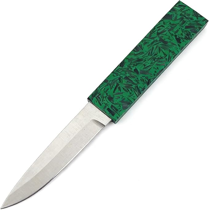 Blade handle scales are blank resin material 4-piece set DIY hand carved crushed carbon marble colored texture material(Green135x40x4mm)