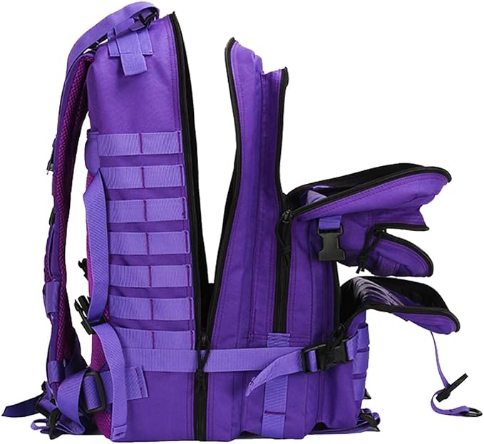 45L Military Tactical Backpack for Men &amp Women Bug Out Bag Assault pack Molle Daypack Hiking Trekking Rucksack(45L purple)