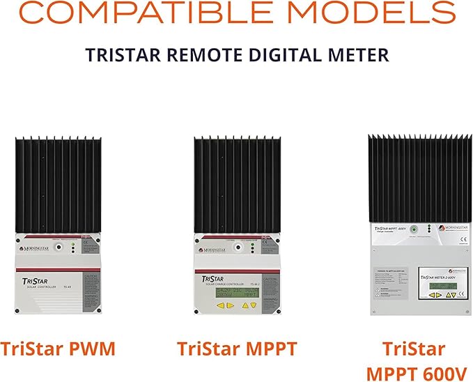 Morningstar Tristar Remote Meter-2 (TS-RM-2) - Connects via 30m Cable to Tristar PWM/MPPT Solar Controllers to Display System Info Logged Data Graphs Alarms &amp Faults Troubleshooting - 5 Languag