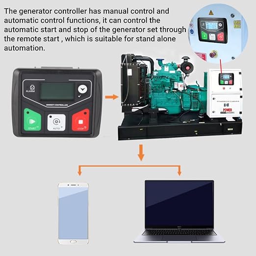 DC30D Generator Controller Automatic Start Stop Genset Control Panel LCD Display for Home Standby Generators Weatherproof