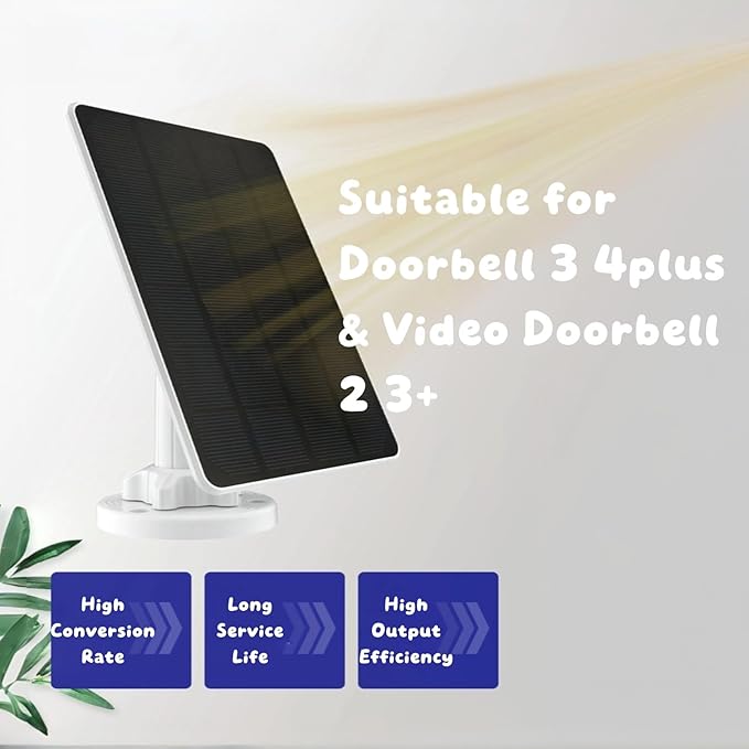 Solar Panel for Nest Doorbell for Video Doorbell 2 3 3+ 4 Plus 2K Outdoor IP66 Water Adjustable Mount Security Camera Solar Charger with 9.8ft Charging Cable