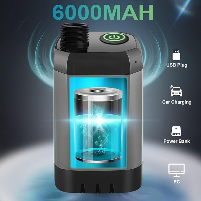BENBOR Electric Portable Camping Shower - 6000mAh Battery Powered Outdoor Shower with Intelligent Digital Display Lightweight ABS Design for Camping Dog Washing &amp Tent Shower Use Black