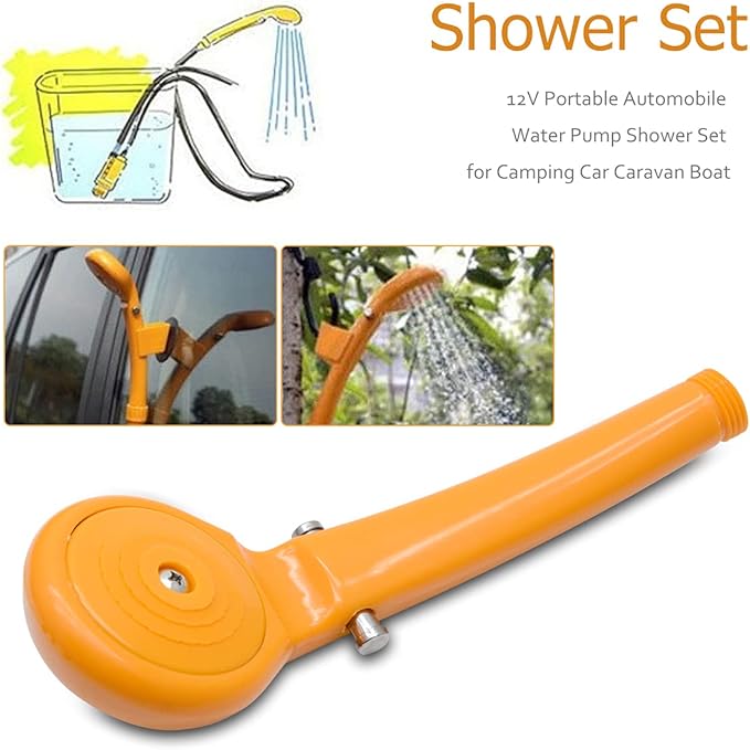 Riloer Portable Camping Shower Outdoor Handheld Shower 12V Camp Shower Head with Water Pump for Car Washing Camping Hiking Beach Dog Flowering Plants