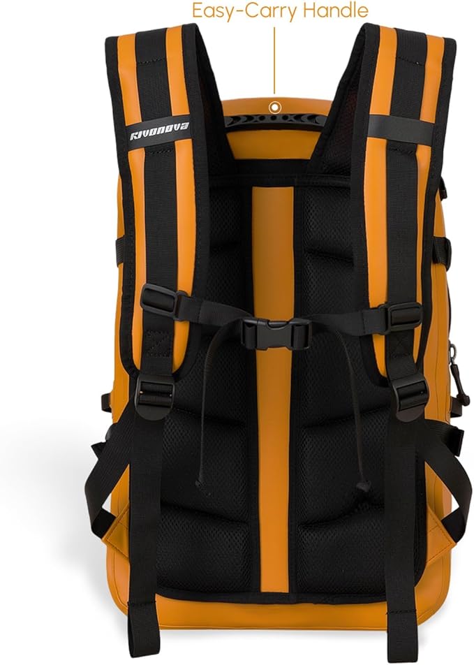IPX7 Waterproof Backpack for Kayaking Paddle Boarding Boating Premium 30L Dry Bag with Resin Zipper Airtight Rugged Gear Protection Large Capacity for Men Water Sports Surfing Orange