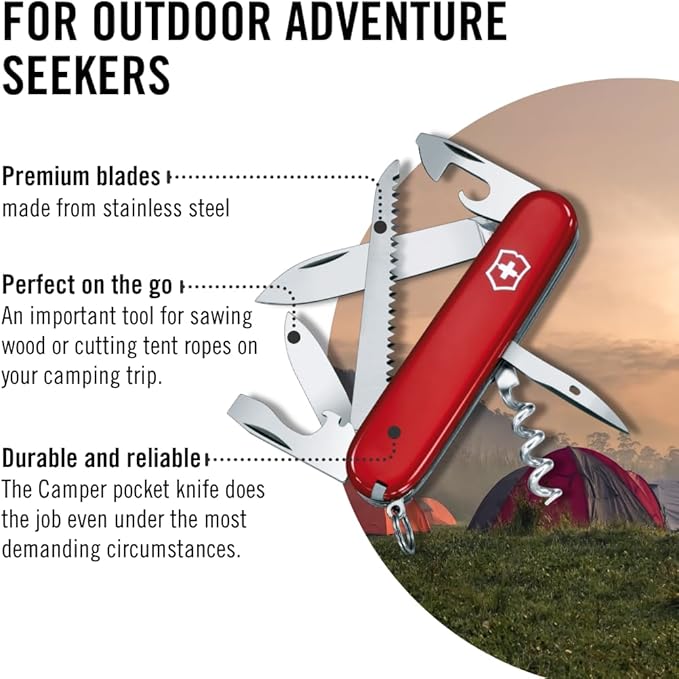 Victorinox Camper 13 Function Swiss Army Pocket Knife Red