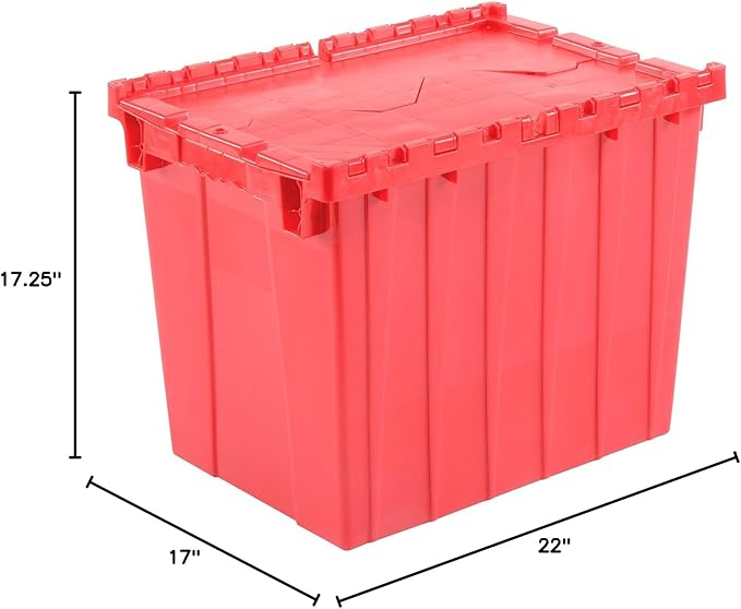 Global Industrial Distribution Container With Hinged Lid 21-7/8x15-1/4x17-1/4 Red